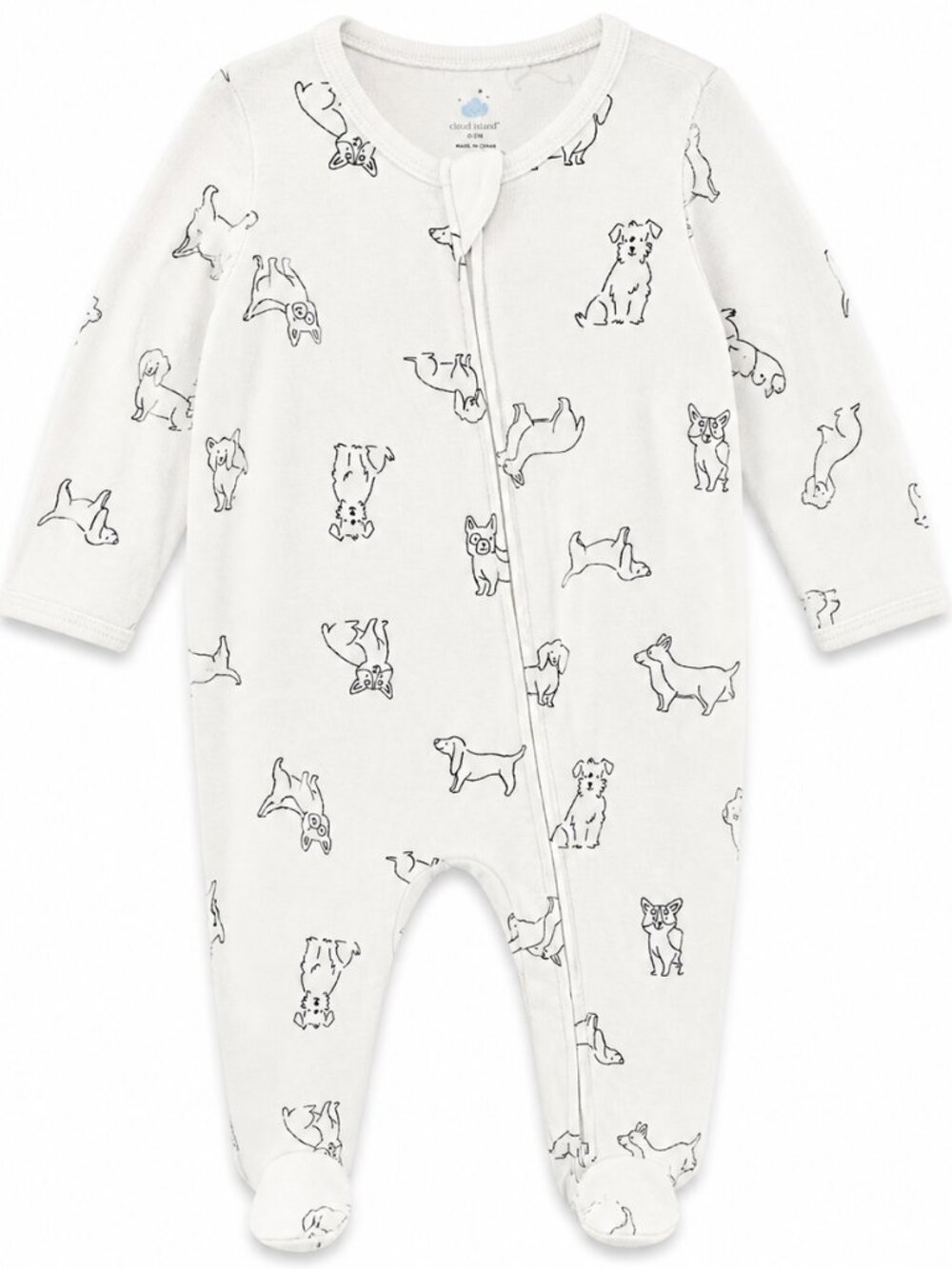 NWT Cloud Island Baby Sleeper 0-3 Months Neutral Dog Print Footed Pajamas